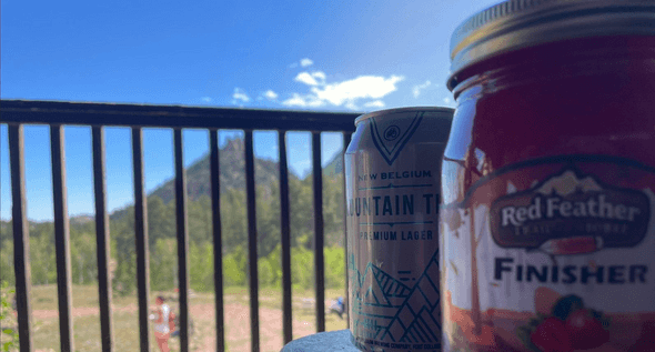 finisher's strawberry jam and beer from the porch of the mess hall